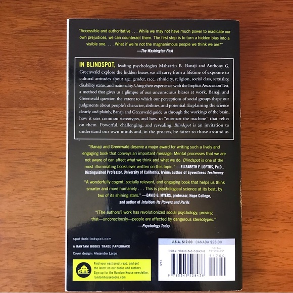Blindspot Hidden Biases of Good People Paperback Book by Banaji and Greenwald - Picture 3 of 6